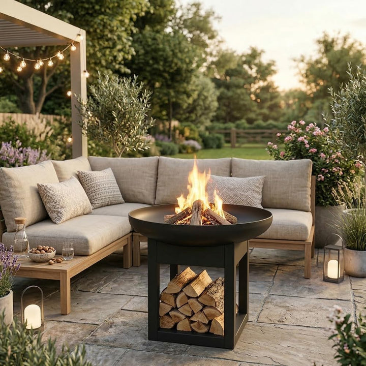 KRATKI Gartenfeuerschale FIRE Stahl Feuerstelle Gartenkamin | Feuerschale für Garten und Terrasse, r