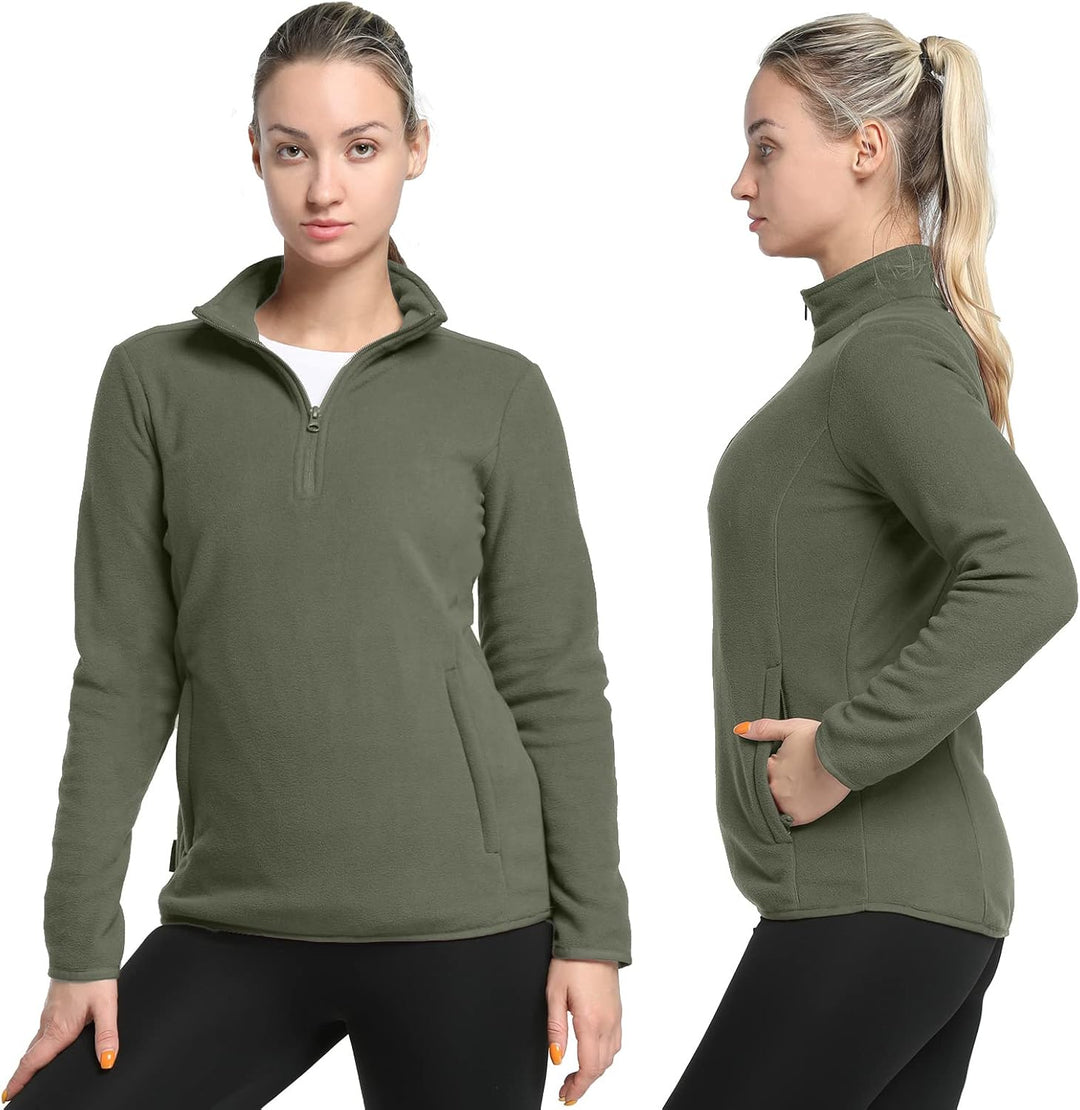 33,000ft Damen Fleece Pullover mit Halbreissverschluss Fleeceshirt Winter Warm Ski-Pullover Microfle
