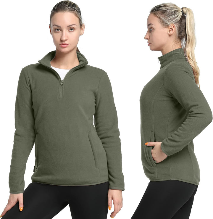 33,000ft Damen Fleece Pullover mit Halbreissverschluss Fleeceshirt Winter Warm Ski-Pullover Microfle