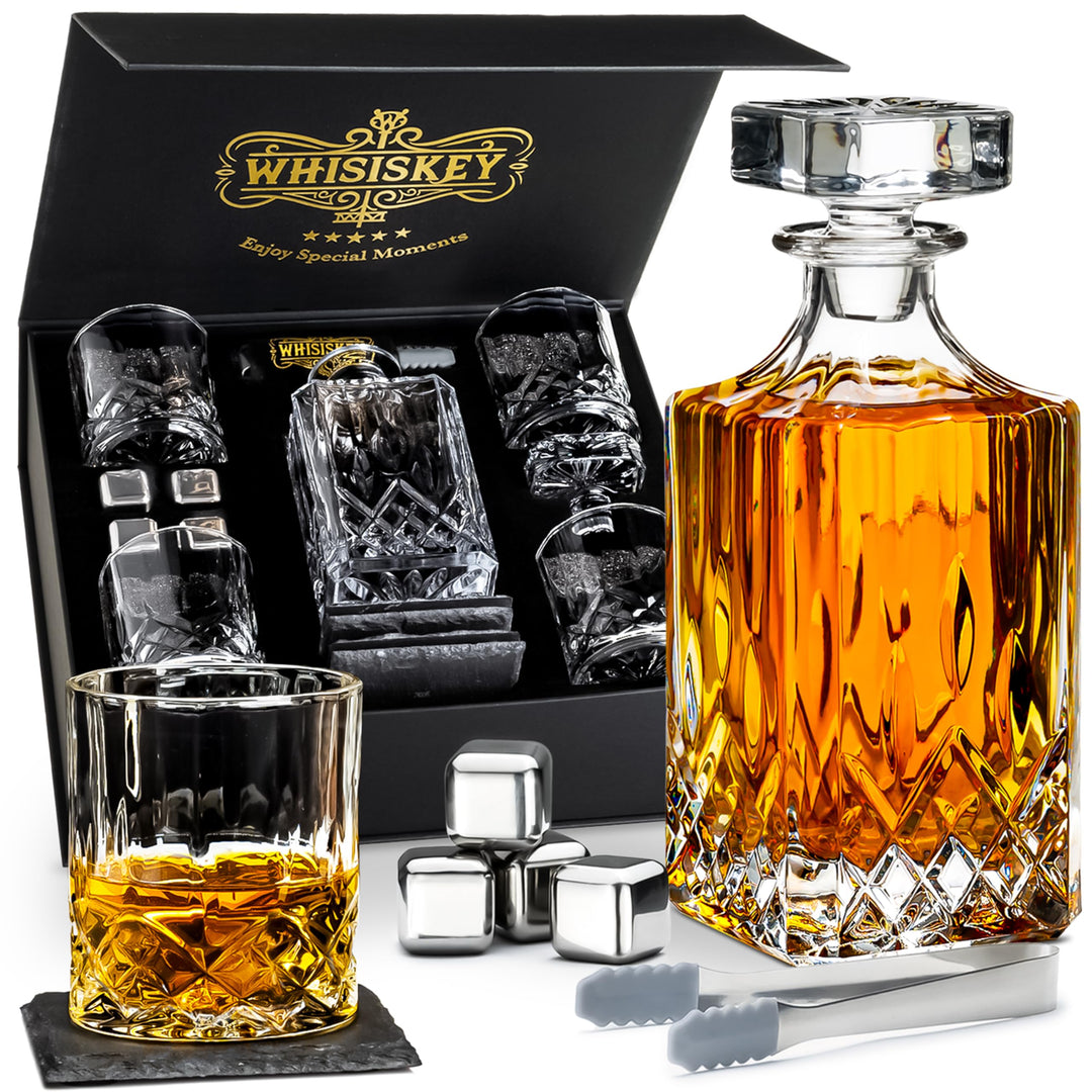 Whisiskey - Whiskey Karaffe - Classic - Dekanter - Whisky Karaffe Set - 800 ml - Geschenke für Männe