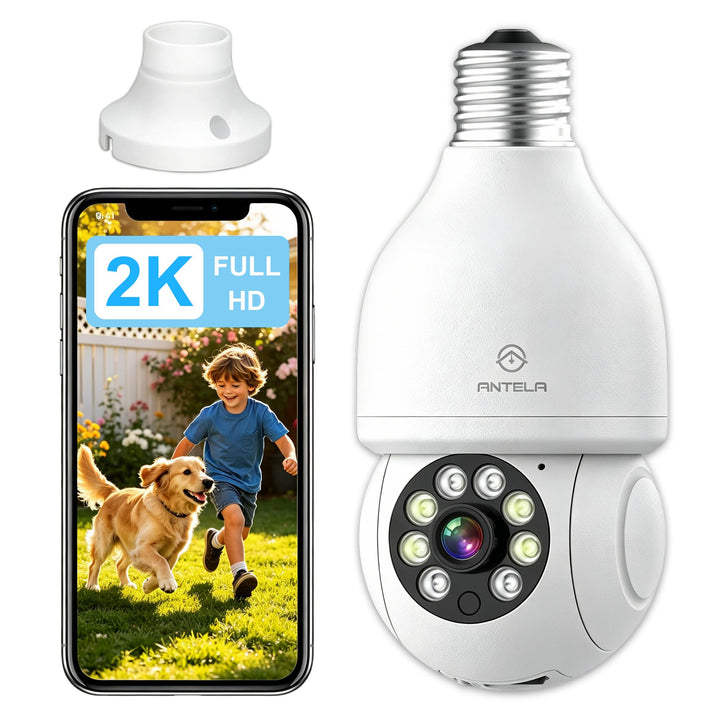 ANTELA Überwachungskamera 3MP 2K 2,4GHz, Bewegungserkennung, Zwei-Wege-Audio, kompatibel mit Alexa/G