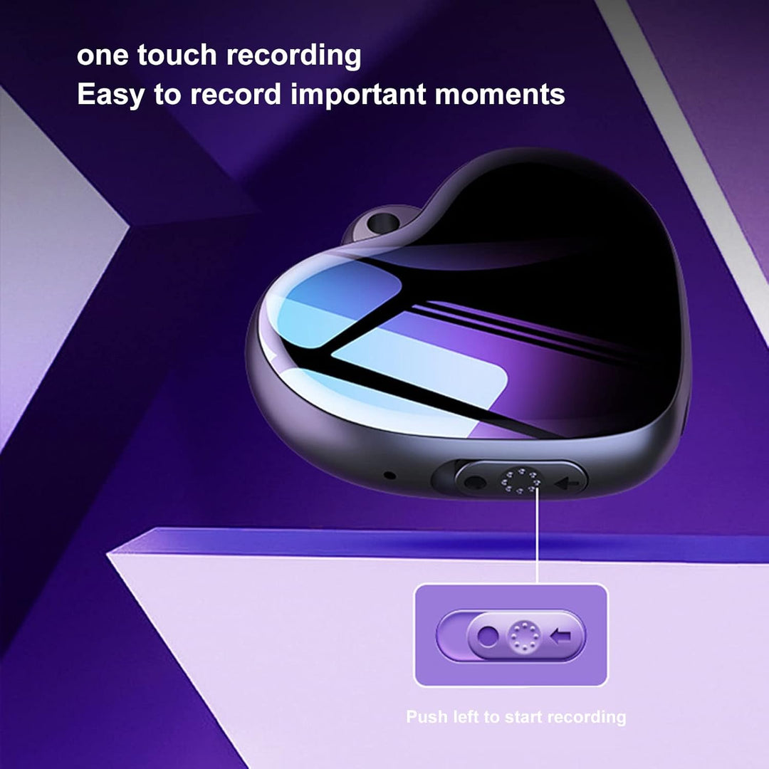 4 GB Herzförmiger Anhängerrekorder mit HD Rauschunterdrückung, Sprachaktivierter Soundrekorder, MP3