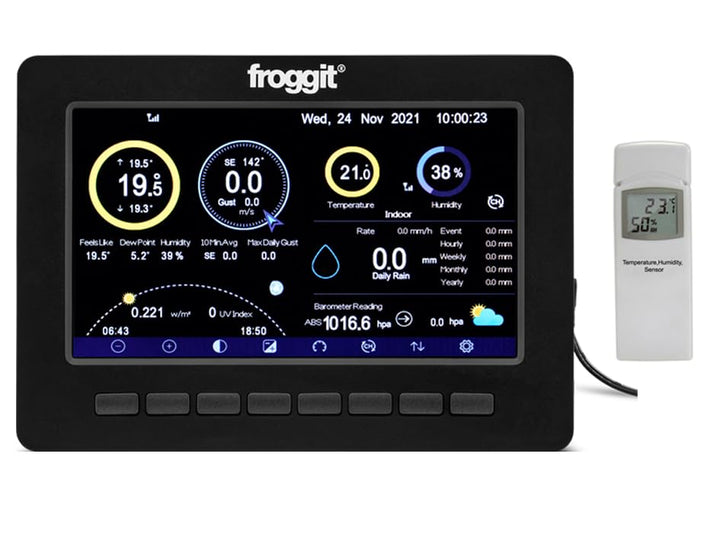 froggit HP1000SE PRO 7-In-1 Ultra Black Edition drahtlose Funkwetterstation mit Aussensensoren, 7 Zo