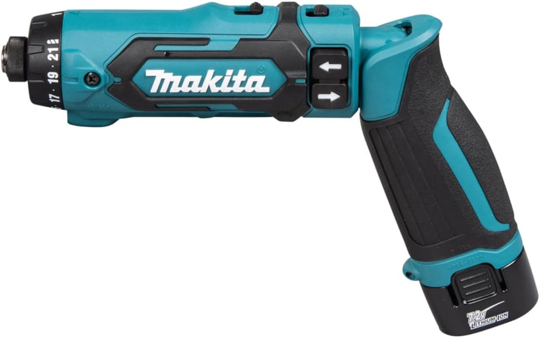 Makita DF012DSE Akku-Knickschrauber (7,2 V, Akkus/Ladegerät im Transportkoffer, 30 W, 7,2 V) schwarz