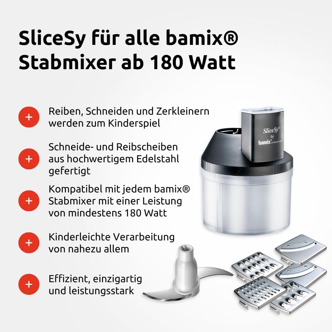 bamix Zubehör SliceSy für alle bamix Stabmixer ab 180 Watt, inkl. 5 Scheiben, Küchenmaschine multifu