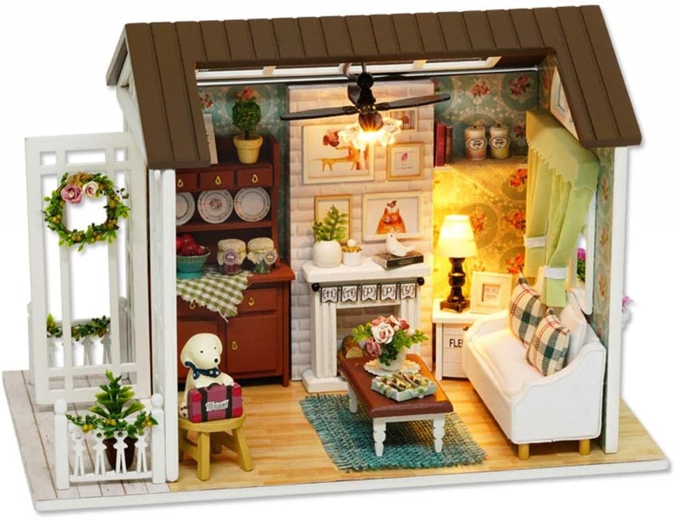 CUTEROOM DIY Puppenhaus aus Holz, Handcraft, Miniatur Kit-Salon, Modell und Möbel, Zeigen Fotos und