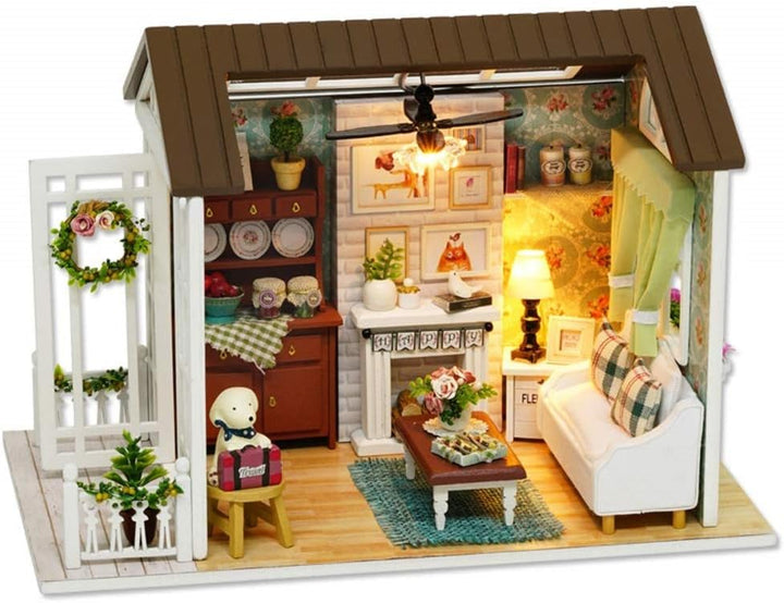 CUTEROOM DIY Puppenhaus aus Holz, Handcraft, Miniatur Kit-Salon, Modell und Möbel, Zeigen Fotos und