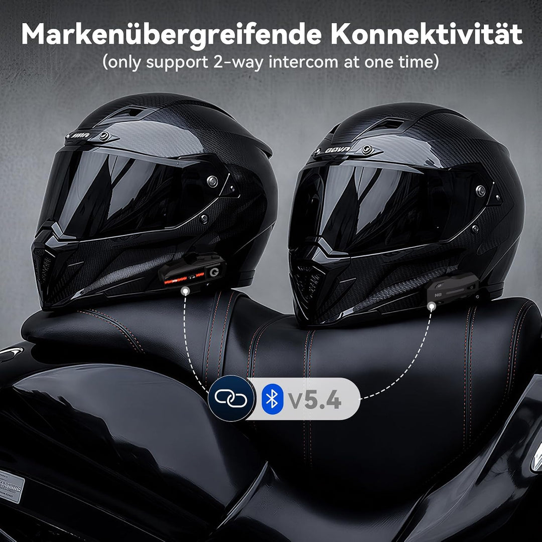 X2 Motorrad Intercom Bluetooth 5.4, 1000m Kommunikation für 2 Fahrer | Helm Headset, Dual-Chip Bluet