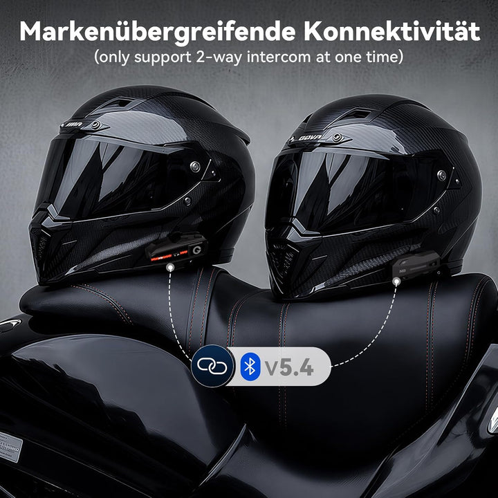 X2 Motorrad Intercom Bluetooth 5.4, 1000m Kommunikation für 2 Fahrer | Helm Headset, Dual-Chip Bluet