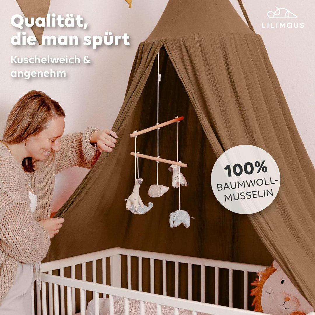 Baldachin Kinderzimmer [in 12 Farben] - Betthimmel aus 100% Baumwolle Musselin Handmade für Mädchen