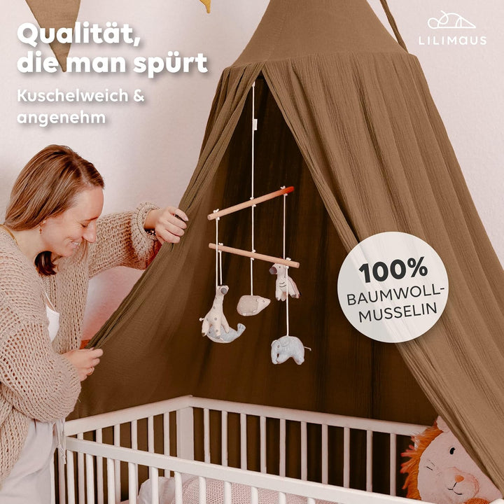 Baldachin Kinderzimmer [in 12 Farben] - Betthimmel aus 100% Baumwolle Musselin Handmade für Mädchen