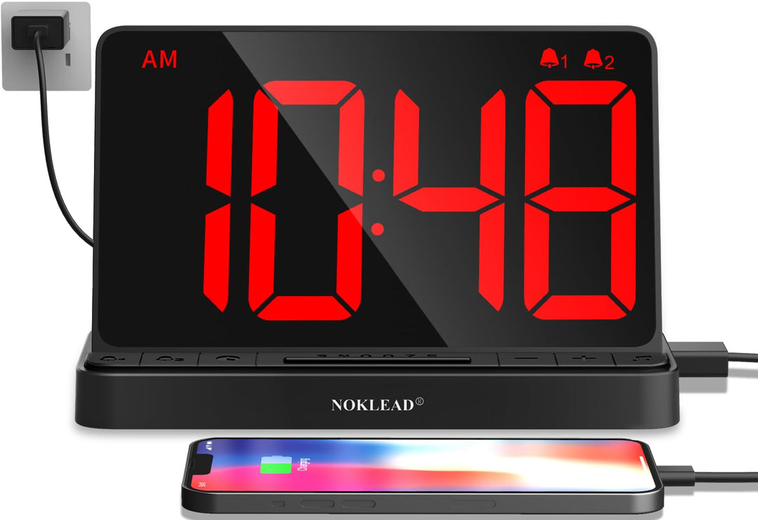 NOKLEAD Digitaler Wecker mit Grossem 6,5" RGB Farbwechsel Display, Netzbetriebene Nachttischuhr mit