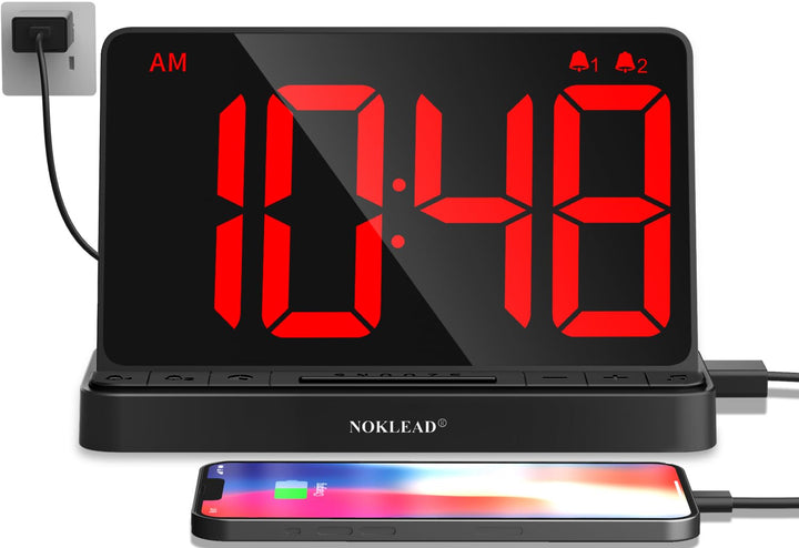 NOKLEAD Digitaler Wecker mit Grossem 6,5" RGB Farbwechsel Display, Netzbetriebene Nachttischuhr mit