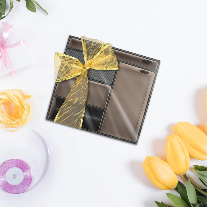 BELLE VOUS Schwarzes Tablett aus Kunstleder mit 5 Fächern - Taschenleerer Leder für Brieftasche, Tel