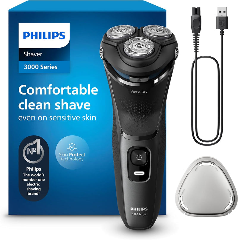 Philips Shaver Series 3000 – Elektrischer Nass- und Trockenrasierer für Männer, mit SkinProtect-Tech