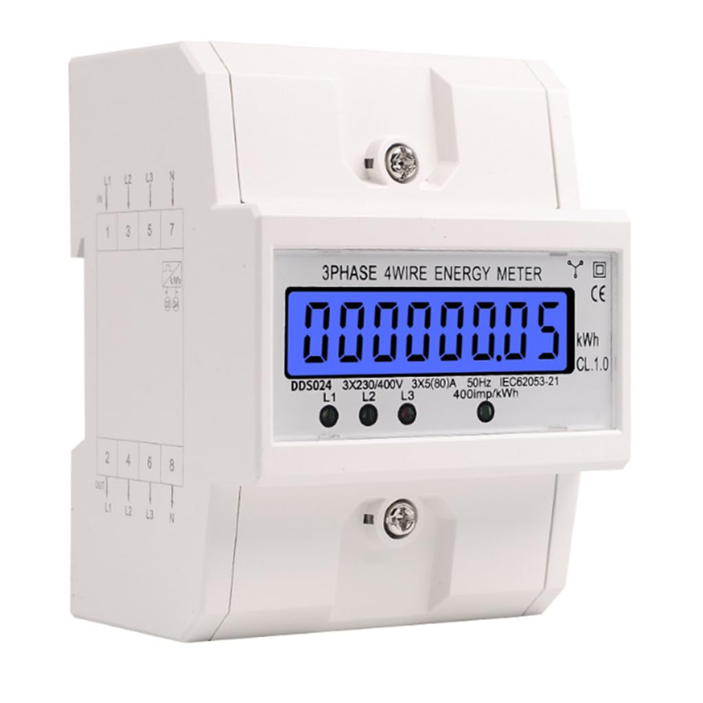 MIRTHBUY Digitaler Stromzähler mit LCD, 3-Phasen 4-Draht, Wechselstromzähler, Geeicht Stromzähler, D