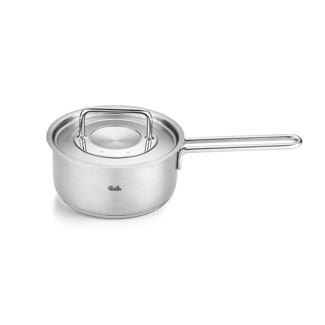 Fissler Pure Collection / Edelstahl-Stielkasserolle (Ø 16 cm, 1,4L) inkl. Metall-Deckel, Innenskalie