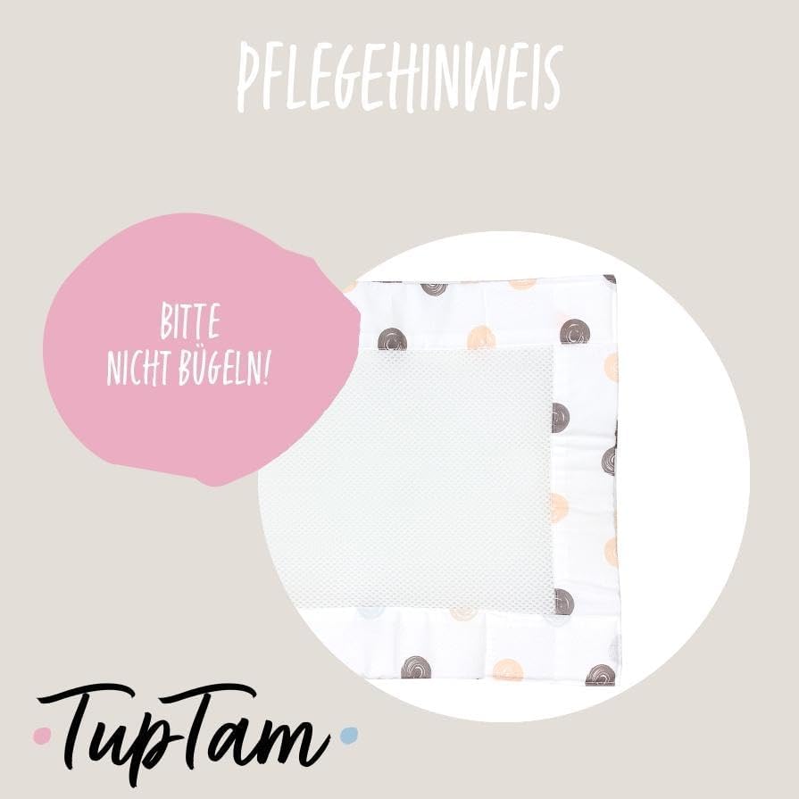 TupTam Bettumrandung Babybett 3D Mesh Nestchen – Gitterstäbe Schutz Netz 2er, Farbe: Punkte Pastell,