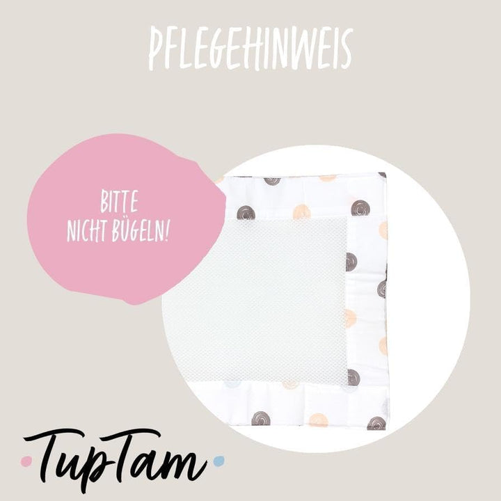 TupTam Bettumrandung Babybett 3D Mesh Nestchen – Gitterstäbe Schutz Netz 2er, Farbe: Punkte Pastell,