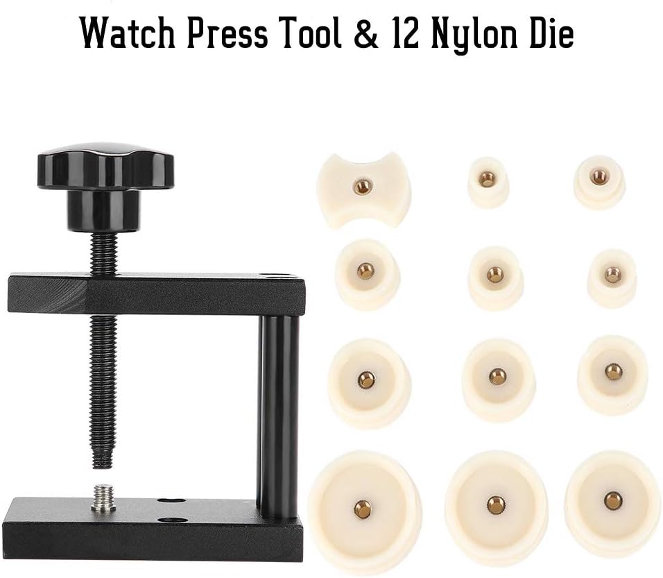 Firm Watch Crystal Press Tool Praktisch, Uhrpresse, mit 12 Dies Watch Press Set Back Case Closer, Wa