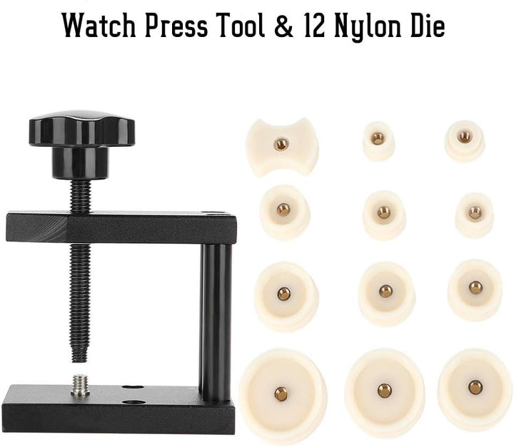 Firm Watch Crystal Press Tool Praktisch, Uhrpresse, mit 12 Dies Watch Press Set Back Case Closer, Wa