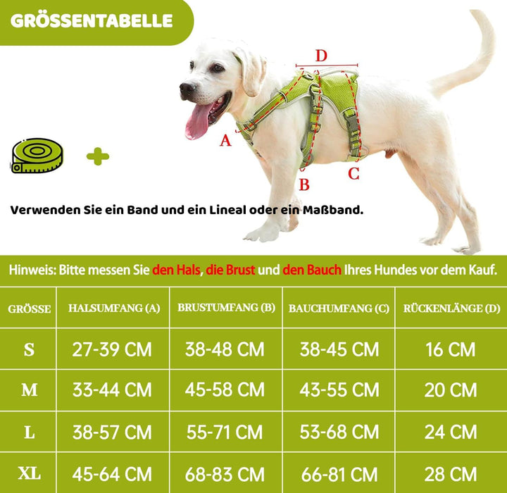 BELPRO Mehrzweck-Hundegeschirr, ausbruchsicher, kein Ziehen, reflektierend, verstellbare Weste mit s