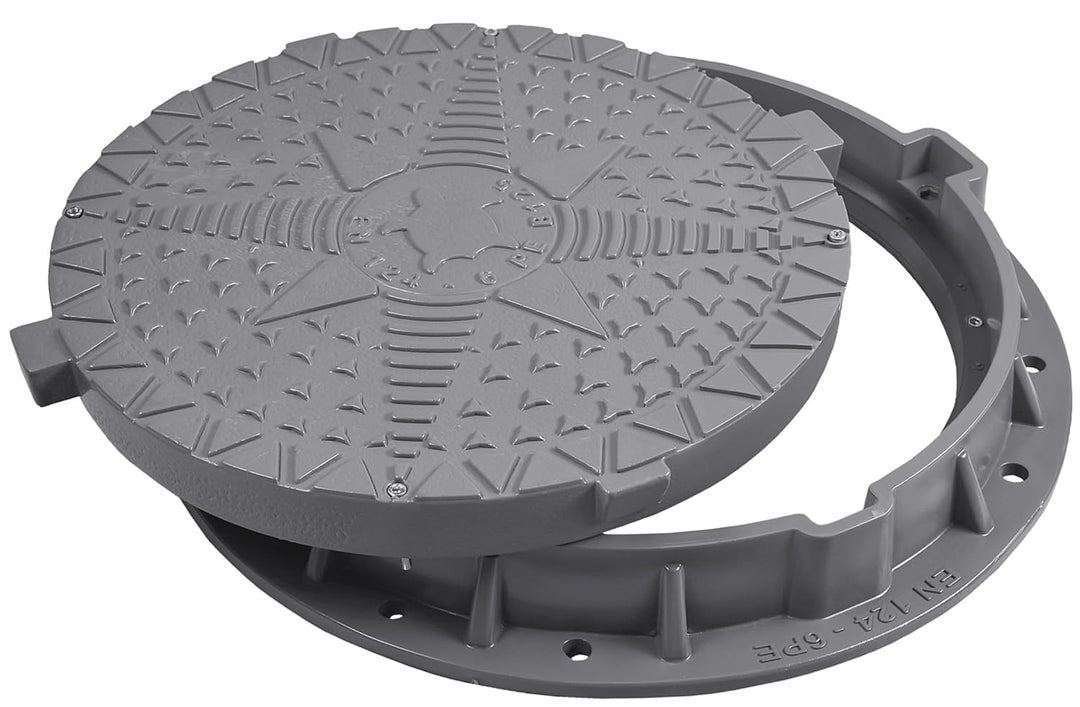 BABYLONPLAST Schachtabdeckung Kanaldeckel Ø600/800 Belastbar bis 12,5 t (125 kN) Kunststoff Schachtd