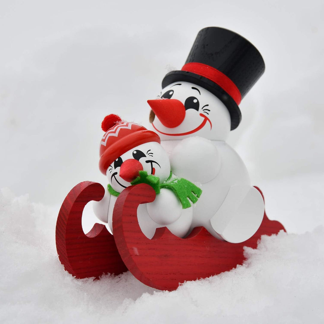 Seiffener Volkskunst | Deko Räuchermännchen | Cool-Man Räuchermann 11 cm | Schneemann | Original Erz