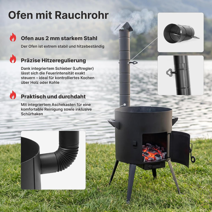 Ø36cm Uchag 2mm stahl Utschak-Ofen Adapter-Ringe Abzugsrohr 10L Kazan eben Kasan Kessel Utschag Feld