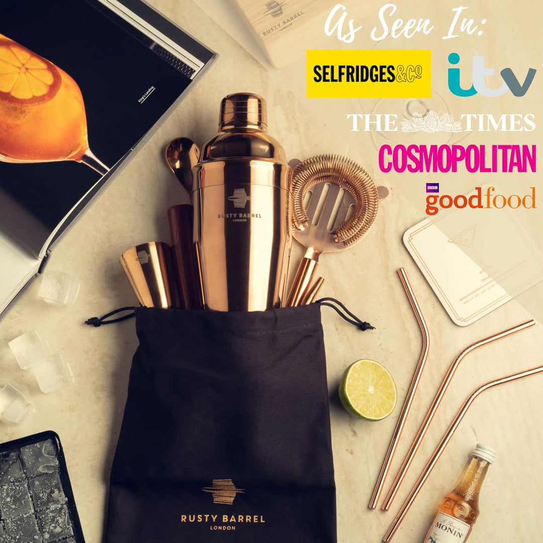 Rusty Barrel Park Lane Cocktail Set zum Selbermixen – Kupfer Geschenkset Manhattan Edelstahl Cocktai
