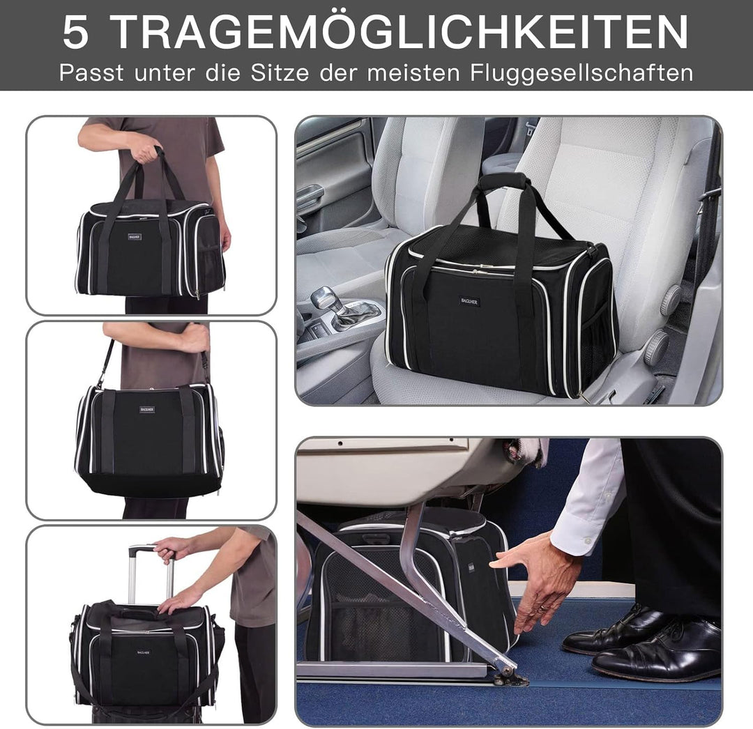 BAGLHER Tragetasche für Katzen, von Fluggesellschaften zugelassen, weiche Seite, Haustier-Reise, 5 S