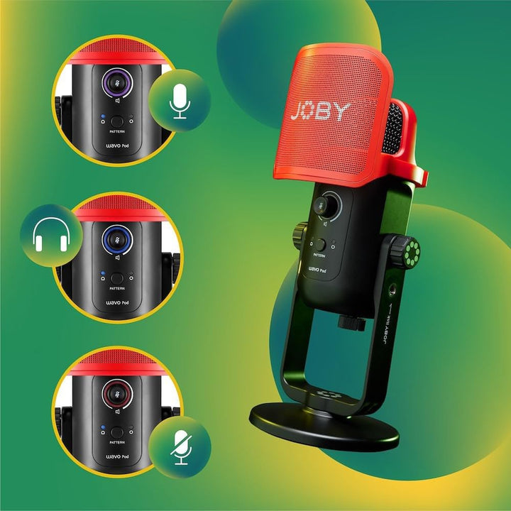 JOBY Wavo POD USB Kondensator PC Mikrofon für Podcasting, Streaming, Aufnahme, Stummschaltung und Ve