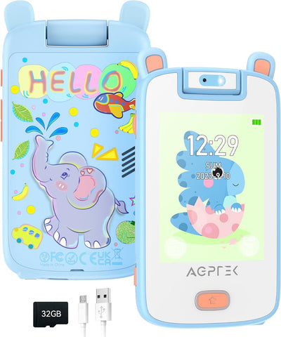 AGPTEK 2,8 Zoll Kinder Handy mit Musik und Spiel, 32GB Kinder Kamera, Kinder Spielzeug mit grosser T