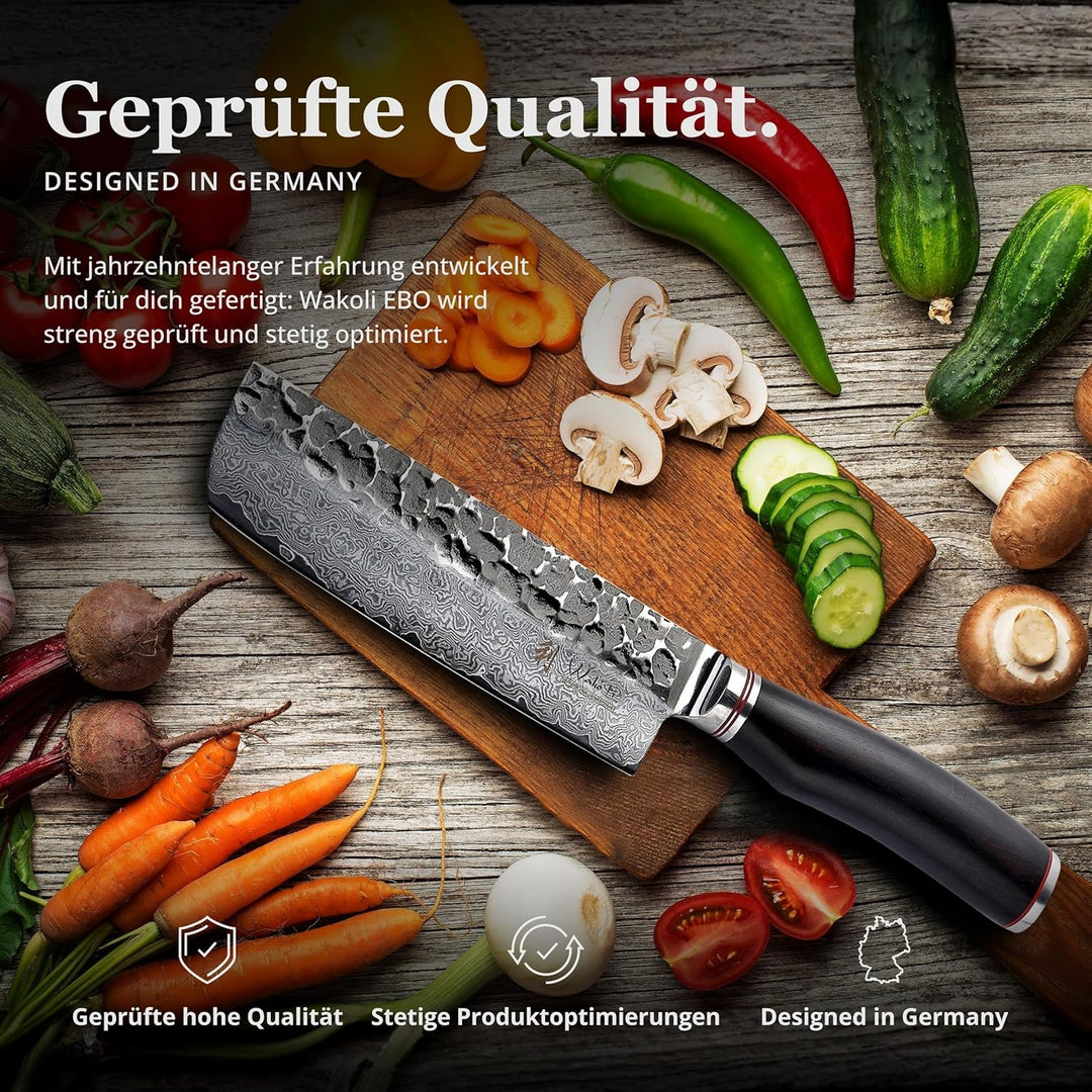 Wakoli Ebo Damastmesser Nakirimesser extrem scharfe 16,5 cm Klinge aus 67 Lagen I Damast Küchenmesse