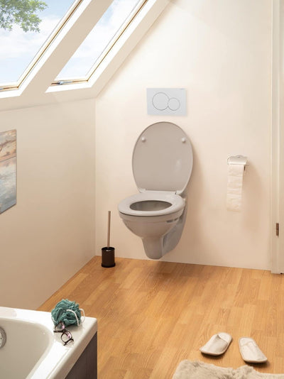 'aquaSu® Antibakterieller WC-Sitz mit Absenkautomatik Siena | Toilettensitz in Grau | Duroplast Toil