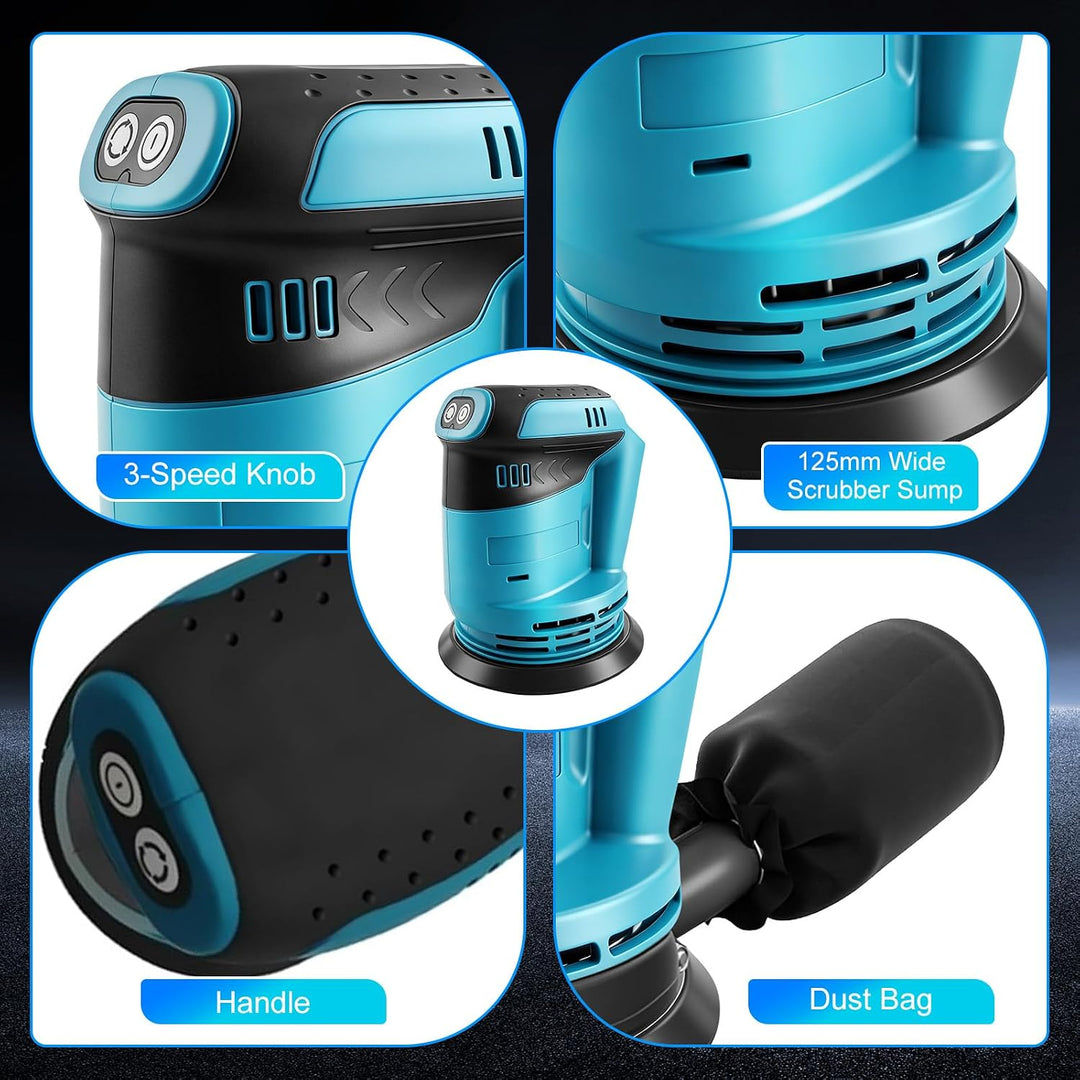 Roadtime 125mm Exzenterschleifer Schleifmaschine für Makita 18V(no Akku) | 20,000 U/min, 3 Geschwind