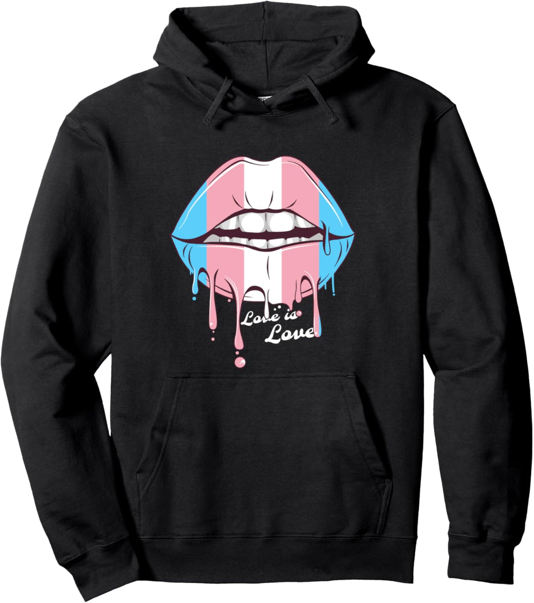 Lippen mit Transgender Pride Flag Pullover Hoodie