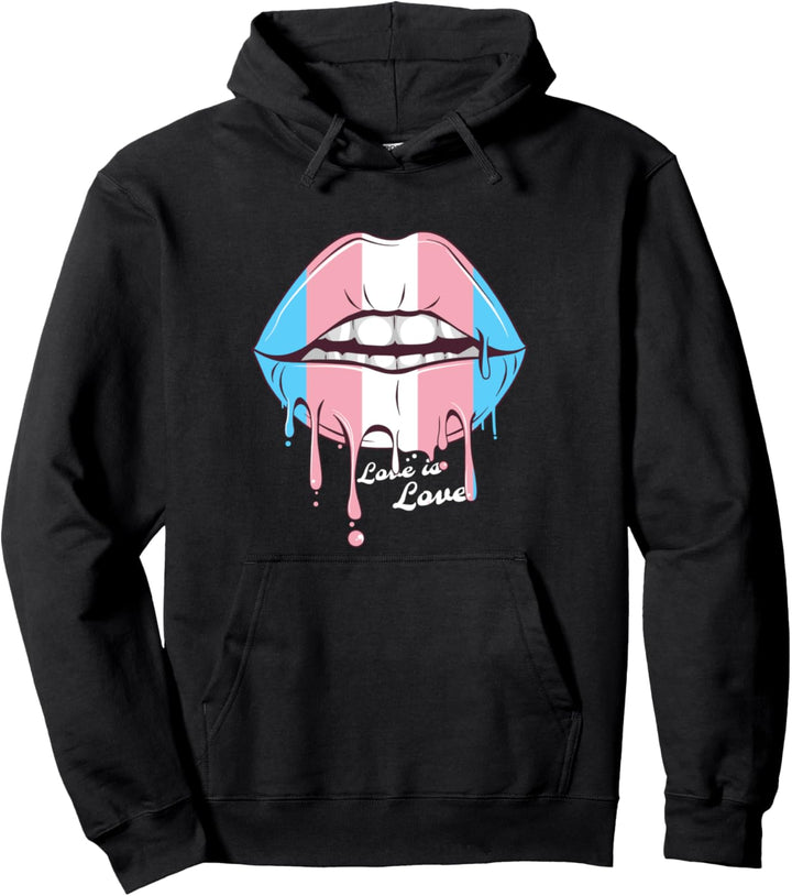 Lippen mit Transgender Pride Flag Pullover Hoodie