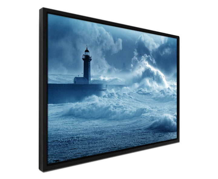 Paul Sinus Art 105x75cm Wandbild – Farbe Blau Petrol - auf Leinwand inkusive Schattenfugenrahmen sch