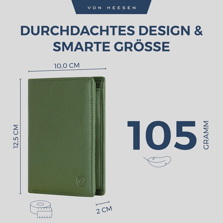 VON HEESEN Leder Geldbörse RFID Schutz I Echtleder Geldbeutel für Damen &amp; Herren I Portemonnaie Brie