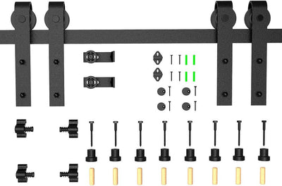 CCJH 8FT/246cm Schiebetürbeschlag Set Laufschienen für Schiebetür Hängeschiene Schiebetürsystem für