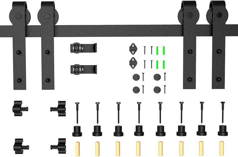 CCJH 8FT/246cm Schiebetürbeschlag Set Laufschienen für Schiebetür Hängeschiene Schiebetürsystem für