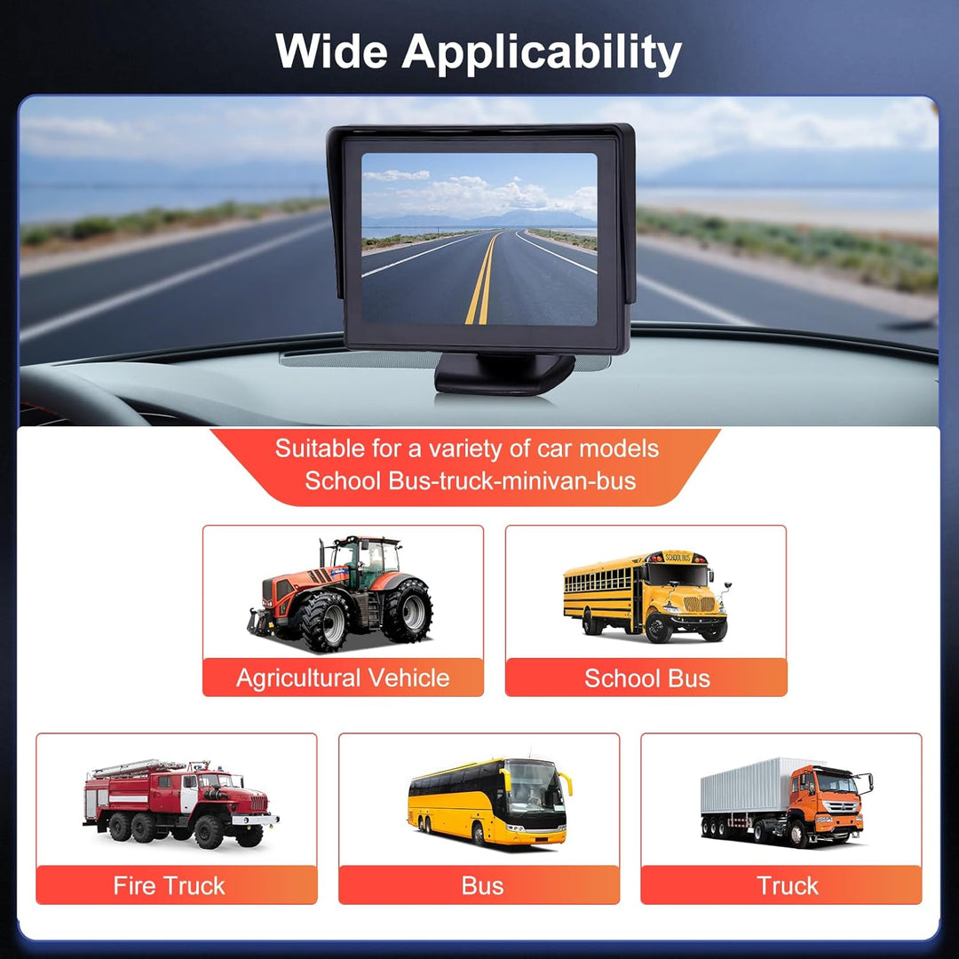 Rimoody Rückfahrkamera Auto Rückansicht mit Nachtsicht 12 LED Wasserdicht Rückfahrsystem 4.3 LCD Mon