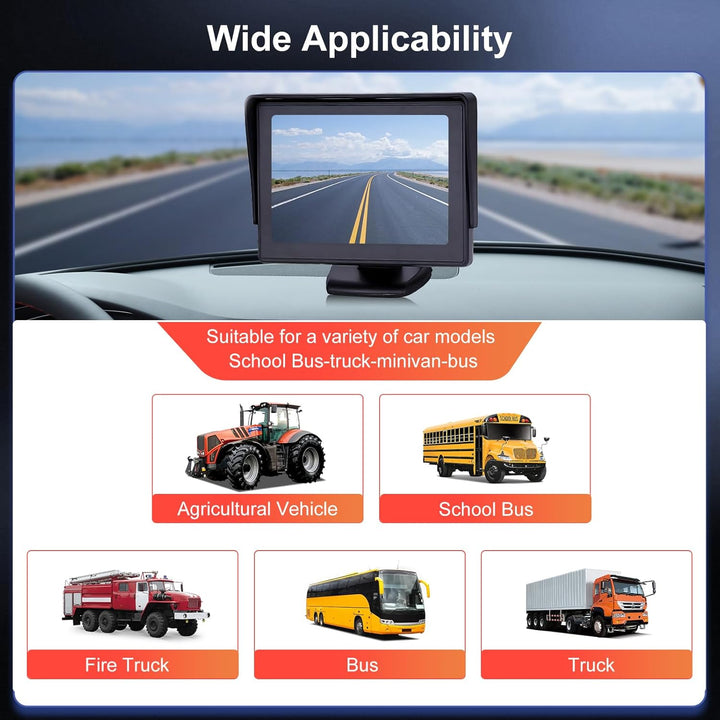 Rimoody Rückfahrkamera Auto Rückansicht mit Nachtsicht 12 LED Wasserdicht Rückfahrsystem 4.3 LCD Mon