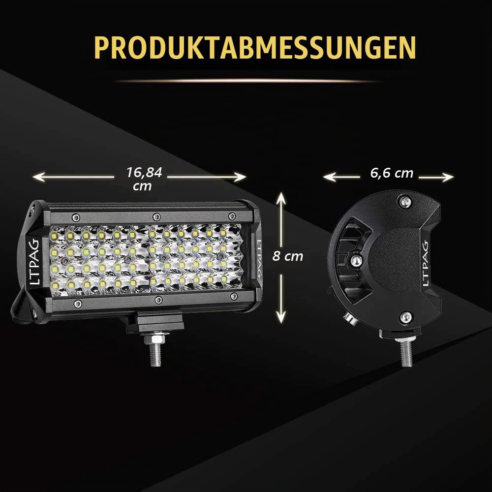 LTPAG 2 x 288W Scheinwerfer LED Zusatzscheinwerfer, 7" 28800LM Arbeitsscheinwerfer Auto 12V 24V LED