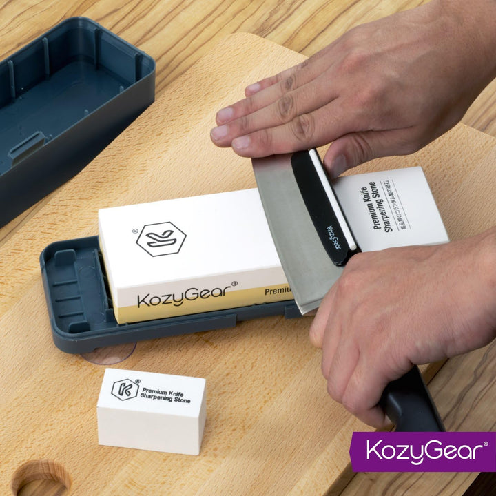 KozyGear | Premium Messer Schleifstein | doppelseitige Schleifsteine aus Korund 1000/6000 | Grosse S