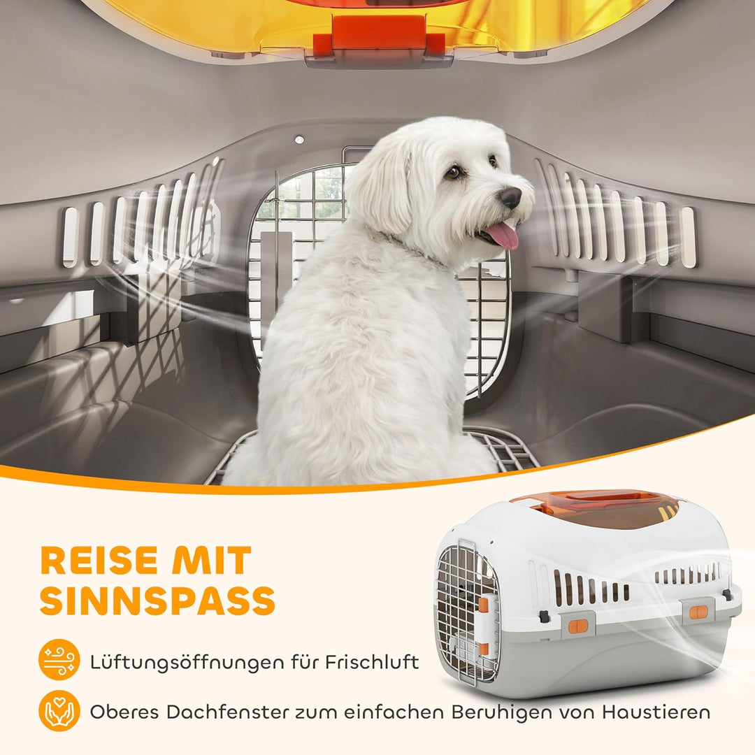 PawHut Transportbox Hundetransportbox für Katze Miniaturhunde bis 4kg 49x32x31cm Hundebox mit Dachöf
