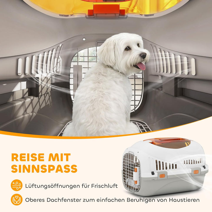 PawHut Transportbox Hundetransportbox für Katze Miniaturhunde bis 4kg 49x32x31cm Hundebox mit Dachöf