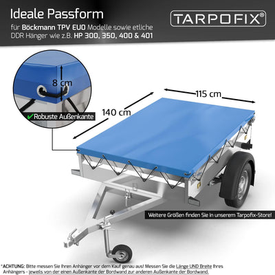 Tarpofix® Anhängerplane Flachplane 140 x 115 x 8 cm - inkl. Planengummi - randverstärktes Anhänger P