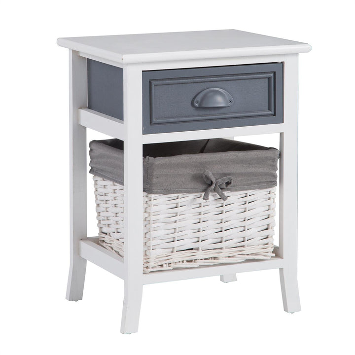 CARO-Möbel Nachttisch Nachtschrank Nachtkommode Florenz in weiss, Shabby Chic Vintage Look, mit Schu